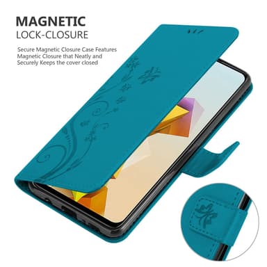 ZTE Blade A73 5G Pungetui Cover Blomster (Blå)