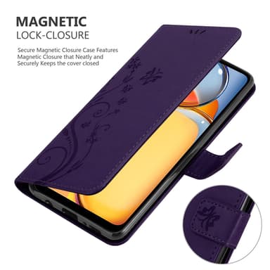 Xiaomi Redmi 13C Pungetui Cover Blomster (Lilla)