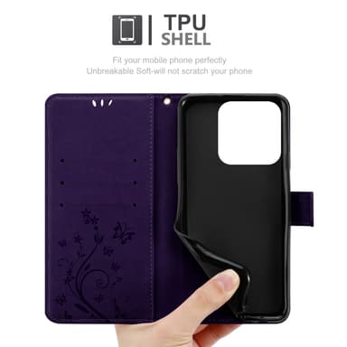 Realme C61 / C63 Pungetui Cover Blomster (Lilla)
