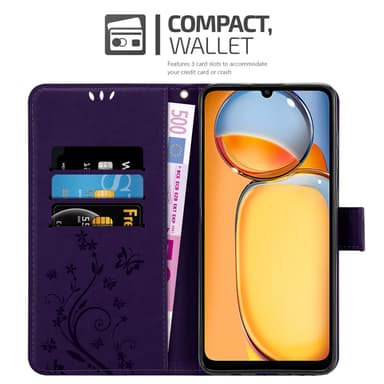 Xiaomi Redmi 13C Pungetui Cover Blomster (Lilla)