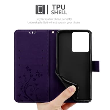 Xiaomi Redmi 13C Pungetui Cover Blomster (Lilla)