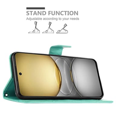 Realme C75 Pungetui Cover Blomster (Turkis)