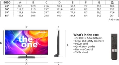 Philips 43” The One PUS9000 4K QLED Smart TV (2025)