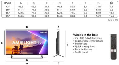 Philips 43” PUS8500 4K QLED Smart TV (2025)