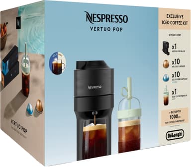 Nespresso Vertuo Pop Iced værdipakke fra DeLonghi ENV90.B (sort)