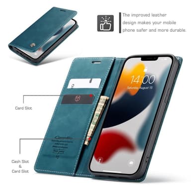 CASEME Retro tegnebog taske til iPhone 13 Pro - Blå