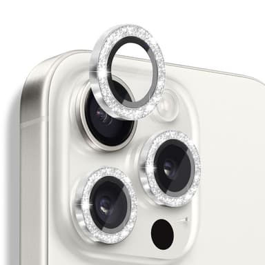 NORTHJO Kameralinsebeskyttelse med Glitter til iPhone 16 Pro / 16 Pro Max, Hærdet Glas