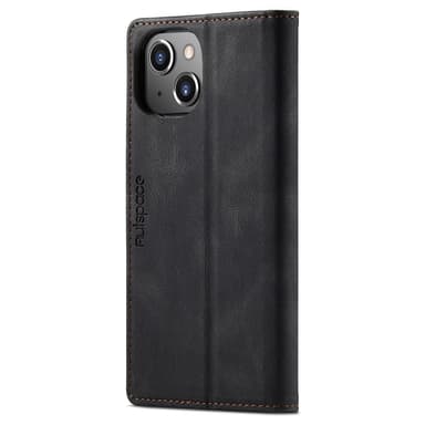 AUTSPACE A01 Retro tegnebog taske til iPhone 13 - sort