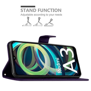 Xiaomi RedMi A3 / A3X Pungetui Cover Blomster (Lilla)
