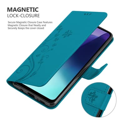 Xiaomi RedMi 14C Pungetui Cover Blomster (Blå)