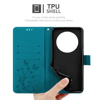 Xiaomi RedMi 14C Pungetui Cover Blomster (Blå)