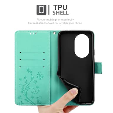 Huawei Nova 13 Pro Pungetui Cover Blomster (Turkis)