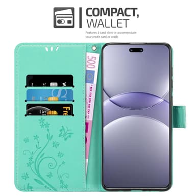 Huawei Nova 13 Pro Pungetui Cover Blomster (Turkis)
