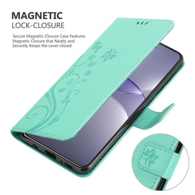 Huawei Nova 13 Pro Pungetui Cover Blomster (Turkis)