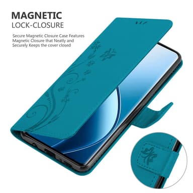 Realme 12 Pro Pungetui Cover Blomster (Blå)