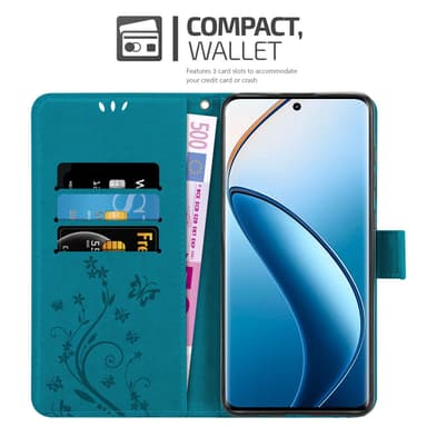 Realme 12 Pro Pungetui Cover Blomster (Blå)