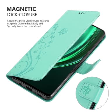 Realme 13 Pungetui Cover Blomster (Turkis)