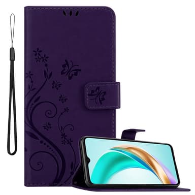 Honor X6b Pungetui Cover Blomster (Lilla)
