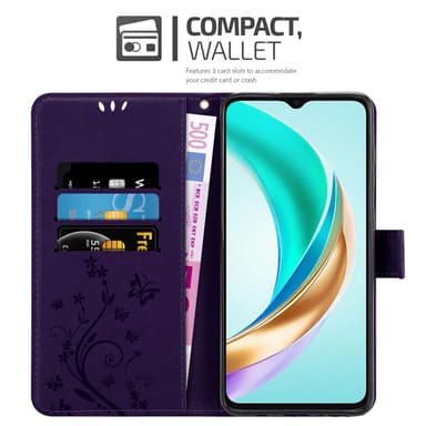 Honor X6b Pungetui Cover Blomster (Lilla)