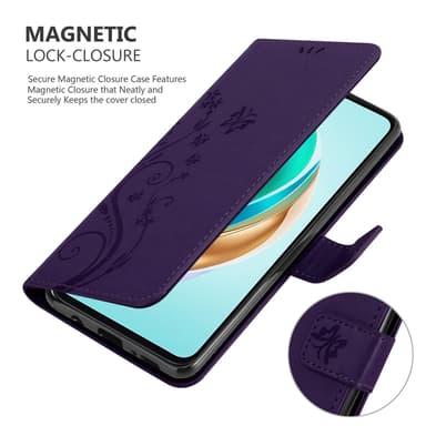 Honor X6b Pungetui Cover Blomster (Lilla)