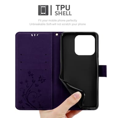 Honor X6b Pungetui Cover Blomster (Lilla)