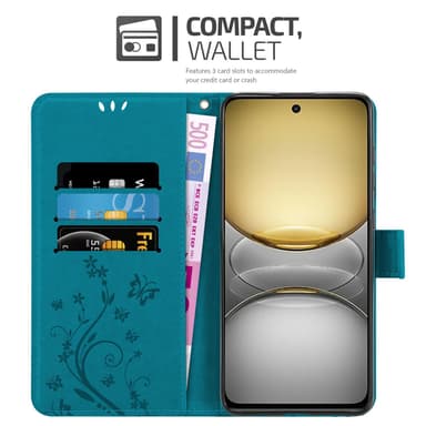 Realme C75 Pungetui Cover Blomster (Blå)