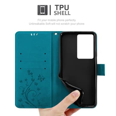 Realme C75 Pungetui Cover Blomster (Blå)