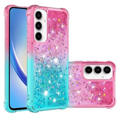 SKALO Samsung A36 5G Kviksand Glitter Cover - Pink-Turkis
