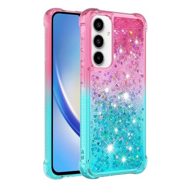 SKALO Samsung A36 5G Kviksand Glitter Cover - Pink-Turkis