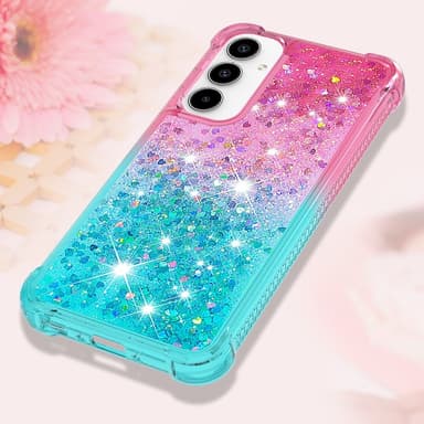 SKALO Samsung A36 5G Kviksand Glitter Cover - Pink-Turkis
