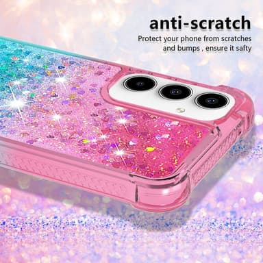 SKALO Samsung A36 5G Kviksand Glitter Cover - Pink-Turkis