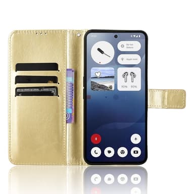 SKALO Nothing Phone (3a) 5G PU-læder Flip Cover - Guld - Guld