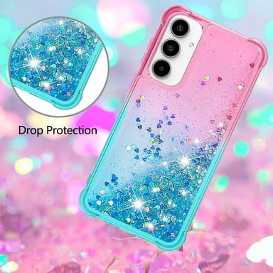 SKALO Samsung A36 5G Kviksand Glitter Cover - Pink-Turkis