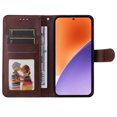 SKALO Xiaomi 15 PU-læder Flip Cover - Brun