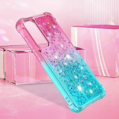 SKALO Samsung A36 5G Kviksand Glitter Cover - Pink-Turkis