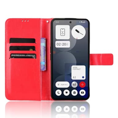 SKALO Nothing Phone (3a) Pro 5G PU-læder Flip Cover - Rød - Rød