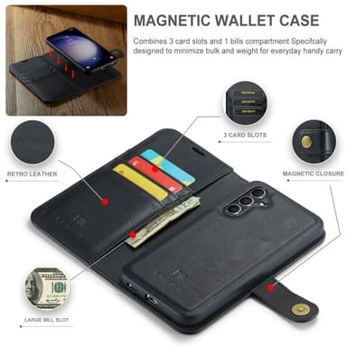 DG MING Samsung A56 5G 2-i-1 Magnet Flip Cover - Sort