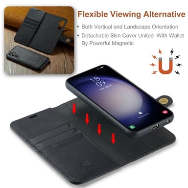 DG MING Samsung A56 5G 2-i-1 Magnet Flip Cover - Sort