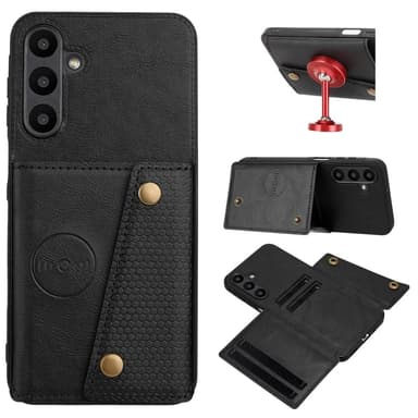SKALO Samsung A56 5G PU-lædercover med 2 kortslots Cover - Sort