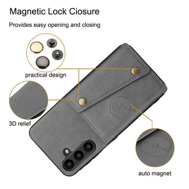 SKALO Samsung A56 5G PU-lædercover med 2 kortslots Cover - Sort