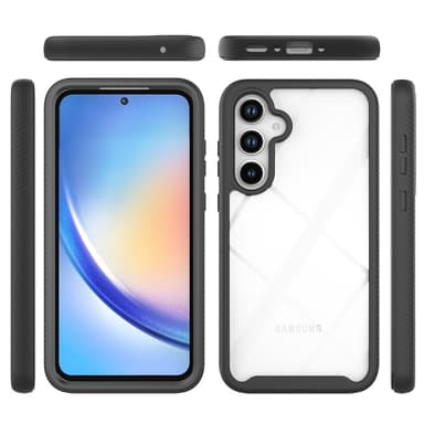 SKALO Samsung A56 5G Shockproof Clear Hybrid+Skærmbeskyttelse Cover - Sort