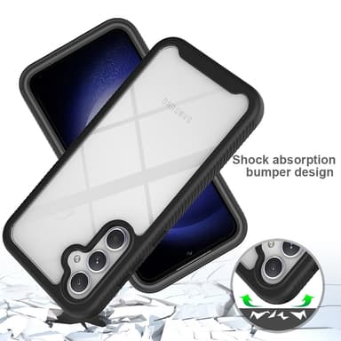 SKALO Samsung A56 5G Shockproof Clear Hybrid+Skærmbeskyttelse Cover - Sort