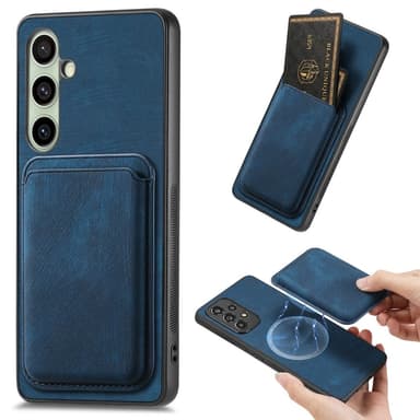 SKALO Samsung A26 5G PU-læder magnetisk kortholder Cover - Blå