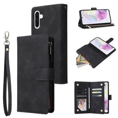 SKALO Samsung A26 5G Zipper PU-læder Flip Cover - Sort
