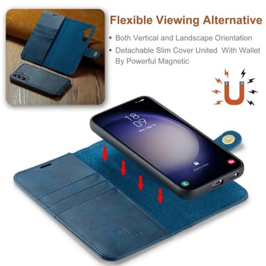 DG MING Samsung A56 5G 2-i-1 Magnet Flip Cover - Blå