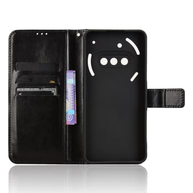 SKALO Nothing Phone (3a) 5G PU-læder Flip Cover - Sort - Sort