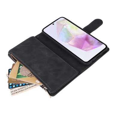 SKALO Samsung A26 5G Zipper PU-læder Flip Cover - Sort