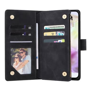 SKALO Samsung A26 5G Zipper PU-læder Flip Cover - Sort
