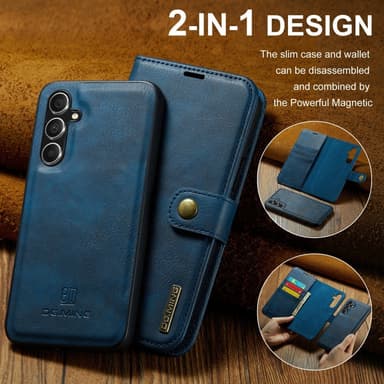 DG MING Samsung A56 5G 2-i-1 Magnet Flip Cover - Blå
