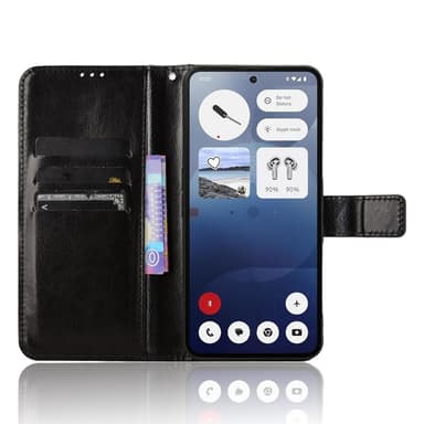 SKALO Nothing Phone (3a) 5G PU-læder Flip Cover - Sort - Sort